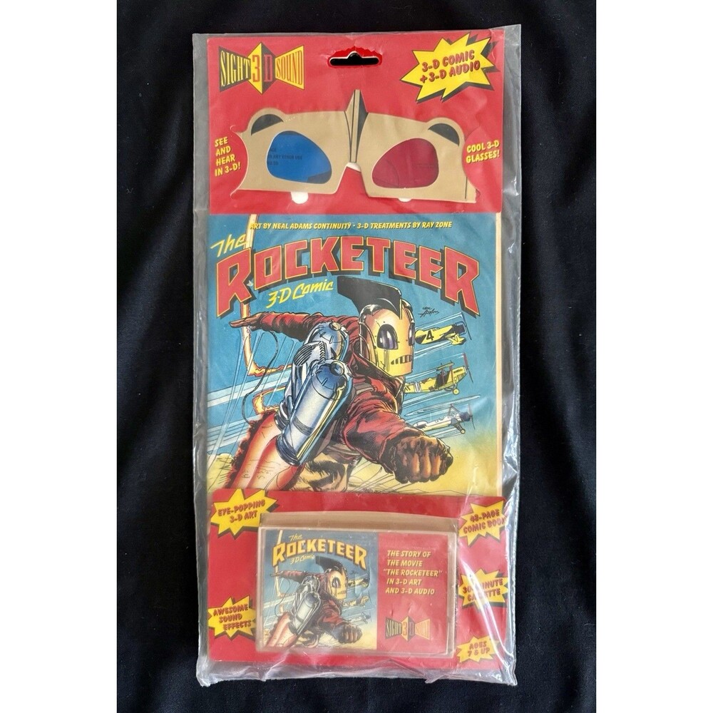 The Rocketeer 3D Comic with Cassette Tape and 3D Glasses Vintage, New Sealed